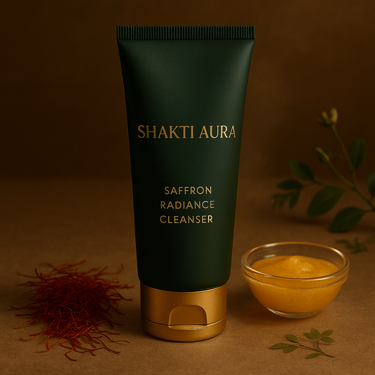 Shakti Aura Saffron Radiance Cleanser - luxury Ayurvedic cleanser with Kashmiri saffron